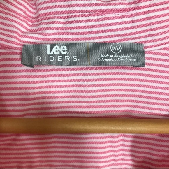 Lee Riders Pink Striped Button Up Sleeveless Blouse Tank Top 2XL - Picture 6 of 6